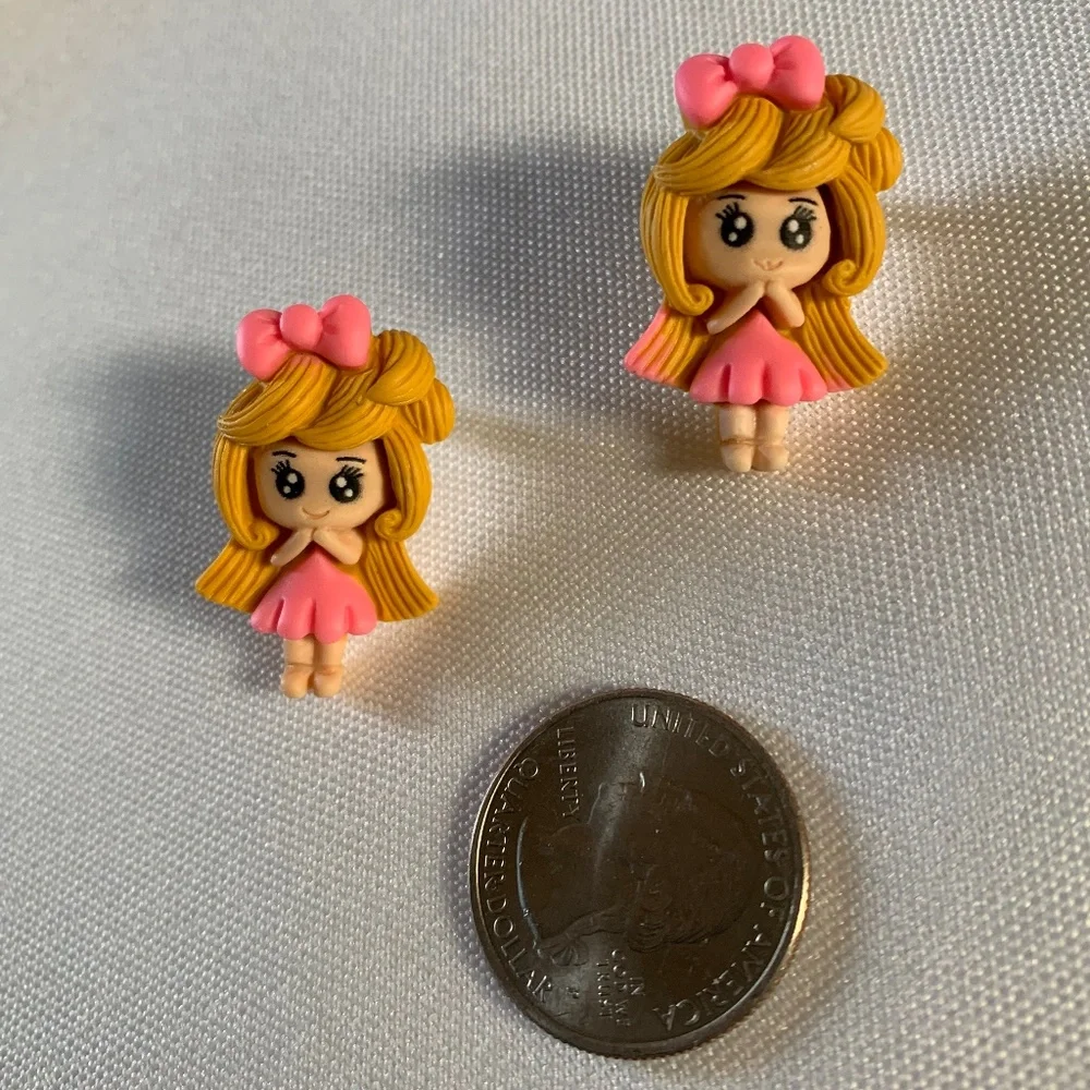 NWT. Handmade Pierced Earrings of Fancy Girls.  For ages 5 and up!